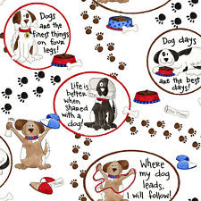 ... LIFE~BY 1/2 YD~DOG SAYINGS WORDS IN CIRCLES~QT FABRIC~CAT~DOG~23420-Z