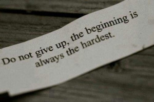 Don't give up, the beginning is always the hardest.