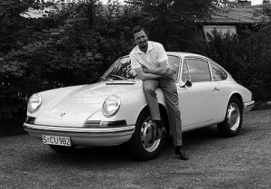 Ferdinand Porsche with the prototype of the 911.