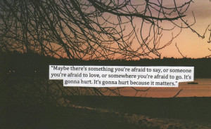 something you're afraid to say or someone you're afraid to love ...