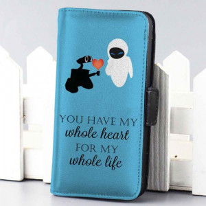 Home wallet case Disney Wall-E Love Quotes wallet case for iphone 4,4s ...