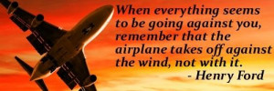 ... the airplane takes off against the wind, not with it.