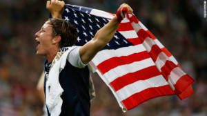 ... Wambach shows her colors after her squad's gold medal win over Japan