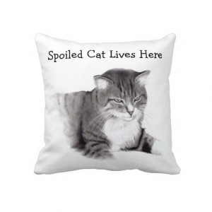 Spoiled Cat Lives Here: Pencil Drawing: Pillows