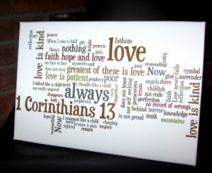 Corinthians Bible Quotes Canvas Art Love is Patient 9x13 inch