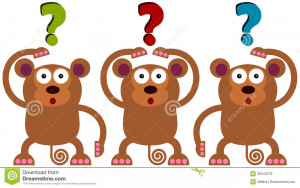Funny Illustration Three Wondering Monkeys