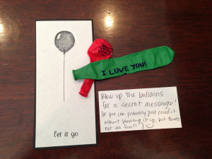 mini envelope with balloons in it (images below)