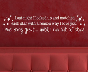 Match Stars with Reasons I Love You Wall Quote Decal