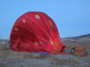 Hot Air Balloon - Strawberry Balloon Deflating after Flight