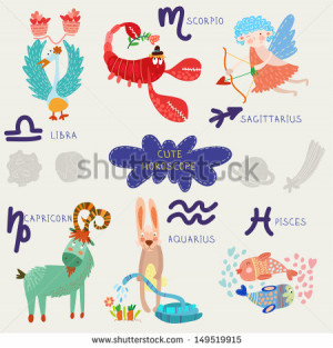 -vector-cute-horoscope-zodiac-set-libra-scorpio-sagittarius-capricorn ...