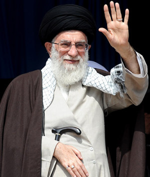 Iran's Supreme Leader Ayatollah Ali Khamenei waves to supporters ...