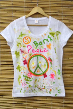 Hand Painted Quote Tshirt, Hippie Style, Peace Sign