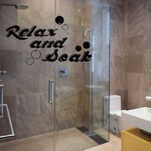 Relax and Soak Quote Bathroom Wall Sticker Shower Vinyl Bubbles Decal ...