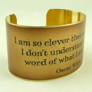 Oscar Wilde English Literature Quote Jewelry - I am so clever - Brass ...