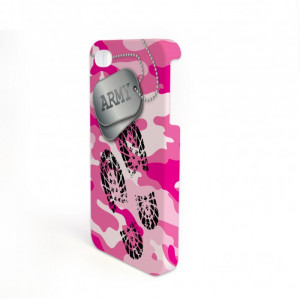 Army Pink Camo Dogtag and Boots iPhone 4/4s Full Image WrapAround Case