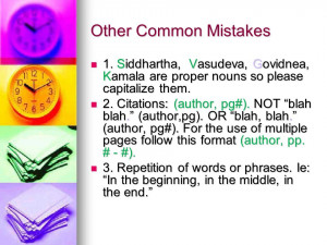 Other Common Mistakes 1. Siddhartha, Vasudeva, Govidnea, Kamala are ...