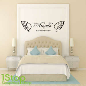 Home > QUOTE DESIGNS > ANGELS WATCH OVER US WALL STICKER QUOTE ...