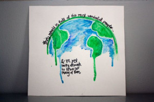 ... Watercolor Globe Quote Painting : (can be custom made with any quote