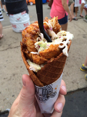 Chicken and waffle cone at Wisconsin state fair