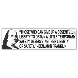 Benjamin Franklin Quote Bumper Sticker Car Bumper Sticker
