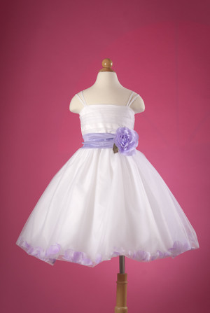 Girls White Tulle Dress with Lilac Sash amp Flower BL207 by Lito
