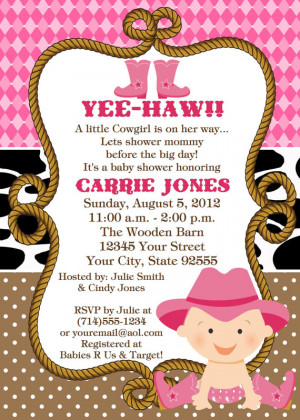 Baby Cowgirl Baby Shower InvitationYOU by LCsCustomInvitations