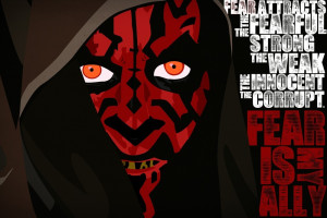 00 vector art of darth maul with a nasty quote about fear as said by ...