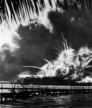 ... USS Shaw explodes during the Japanese attack on Pearl Harbour
