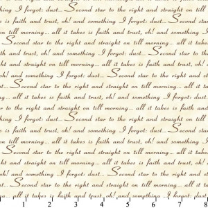 Peter Pan Quotes Cream/Brown fabric. Width: 44/45