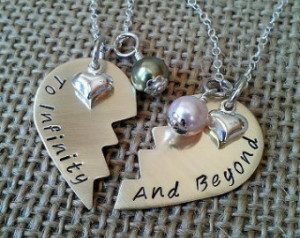 Mother Daughter Necklace, To Infinity and Beyond, Brass Broken Heart ...
