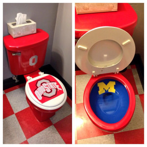 Fan has Ohio State toilet with Michigan bowl