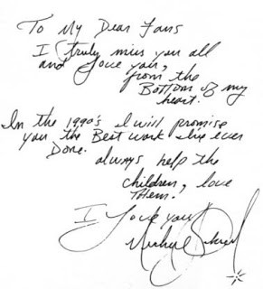 Michael's letter to his fans...