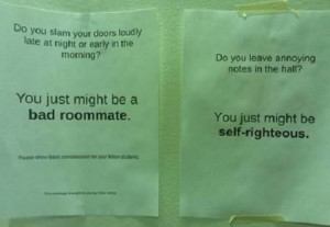 You just might be a bad roommate funny note