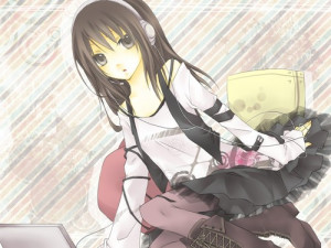 headphones-boots-long-hair-brown-gray-eyes-anime-girls-black-hair-HD ...