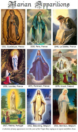 Just a selection of the many apparitions of Mother Mary. Hail Mary ...