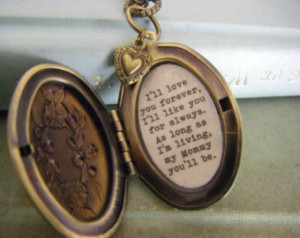 ... always Mommy locket heart oval bronze locket gift for mom quote locket