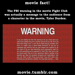 The FBI warning in the movie Fight Club was actually a message to the ...