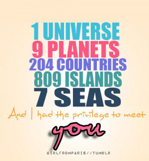 universe. 9 planets. 204 countries. 809 islands. 7 seas. And I had ...