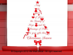 Christmas Tree with wish quote wall art decal, great gift