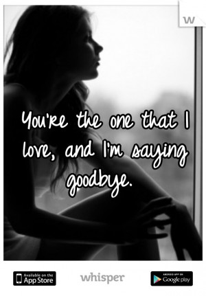 You're the one that I love, and I'm saying goodbye.