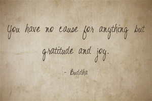 You have no cause for anything but gratitude and joy.