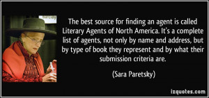 source for finding an agent is called Literary Agents of North America ...
