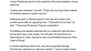 USA Today Article On Zimmerman Verdict Quotes A “Howie Felterbush”