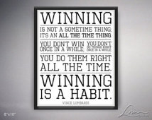 Vince Lombardi - Winning is a Habit - 8x10 in - Football Quote ...