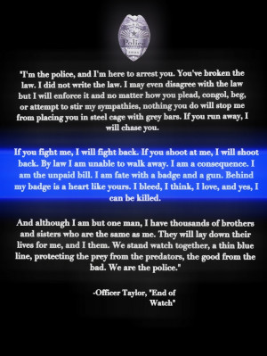 We stand watch together, a thin blue line, protecting the prey from ...