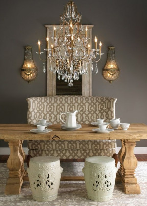 dark gray dining room walls with gold