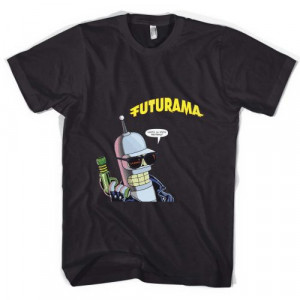 Futurama Characters Bender Bending Rodriguez Quotes Black T-shirt