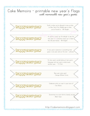 Printable new year's food flags + famous quotes by cakememoirs