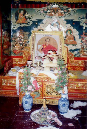 Throne awaiting Dalai Lama's return. Retreat of the 13th Dalai Lama ...