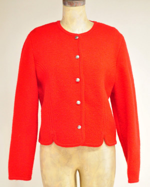 Red Boiled Wool Jacket